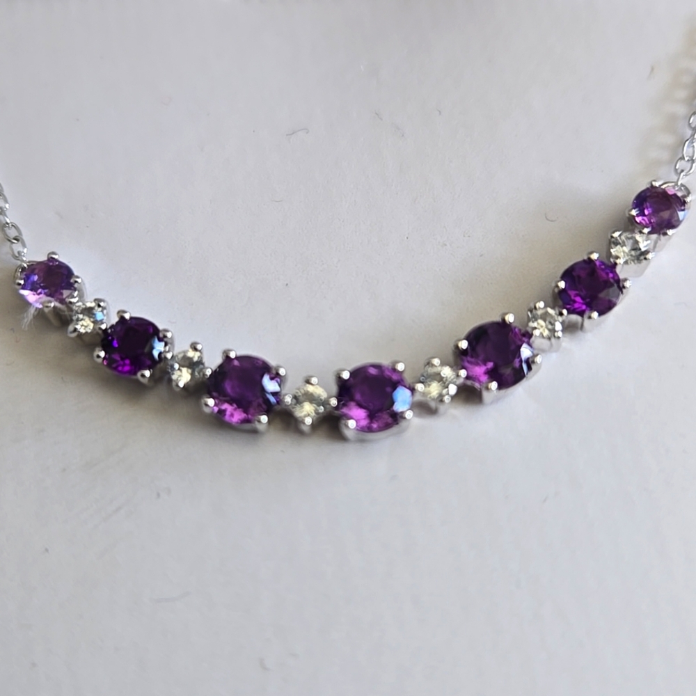 STERLING SILVER AND AMETHYST NECKLACE - Picture 3 of 11